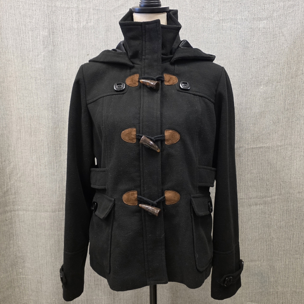 Like New Black Hydraulic The Blue Jean Standard Pea Coat w/ Hood